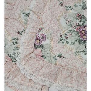Set 2 Vintage Cottagecore Pillowcases Shams Floral Lace Ruffle Shabby Chic